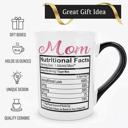 Cottage Creek Mom Nutrition Facts Mug, Funny 16oz Coffee Cup for