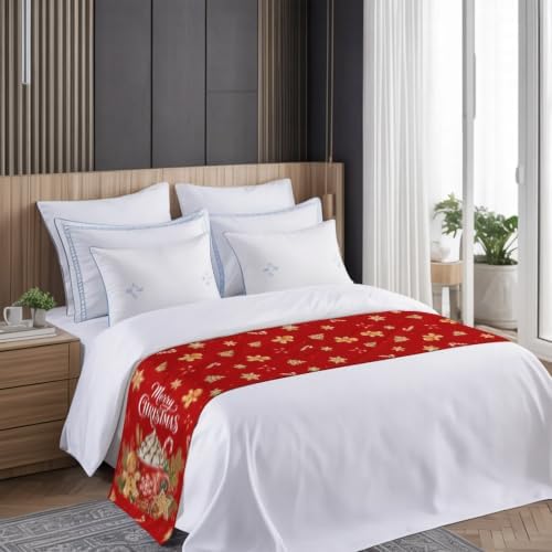 Bed Runner for Twin Size Beds, Merry Christmas Decorative Bed Runners