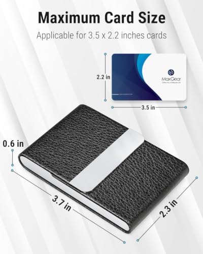 MaxGear Business Card Holder, PU Leather Business Card Case, Black