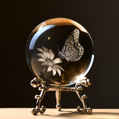IFOLAINA 3D Butterfly Crystal Ball Gifts Ideas for Girlfriend Wife Mom