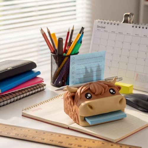Dunzoom Highland Cow Sticky Note Holder for Funny Christmas Gift and