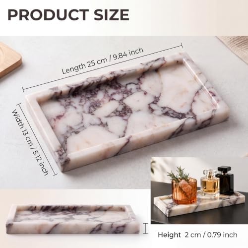 Calacatta Viola Marble Tray 10"x5", Bathroom Vanity Organizer