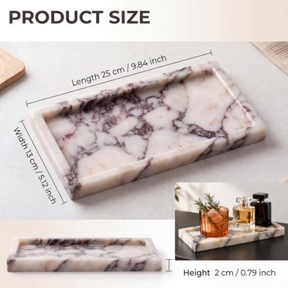 Calacatta Viola Marble Tray 10"x5", Bathroom Vanity Organizer