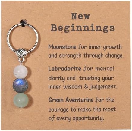 GINAZL Natural Crystals Keychain Gift for New Beginnings, New