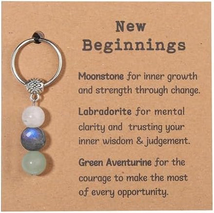 GINAZL Natural Crystals Keychain Gift for New Beginnings, New