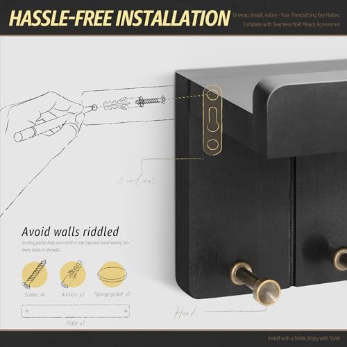 Rebee Vision Small Key Holder Wall Mount with Shelf for Entryway