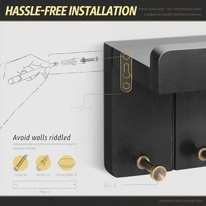 Rebee Vision Small Key Holder Wall Mount with Shelf for Entryway