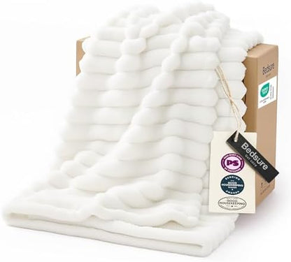 Bedsure Soft Cozy Throw Blanket for Couch Decor Gift Off White 50"x70"