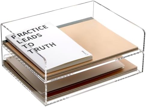 SANRUI Acrylic Desk Organizer Stackable Paper Tray, Letter Size Tray