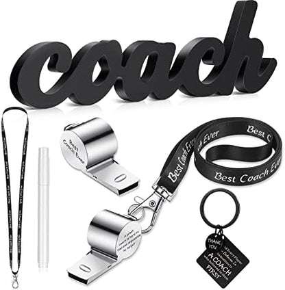 Sratte 5 Pcs Thank You Gift for Coach Include Black Wood Word Sign