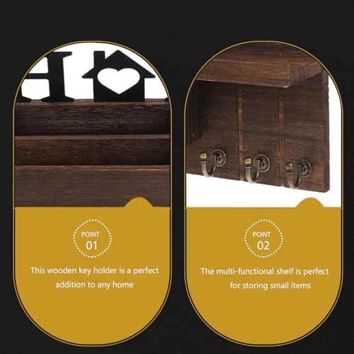 Wood Mail and Key Holder Wall Mounted Organizer with Multiple Hooks