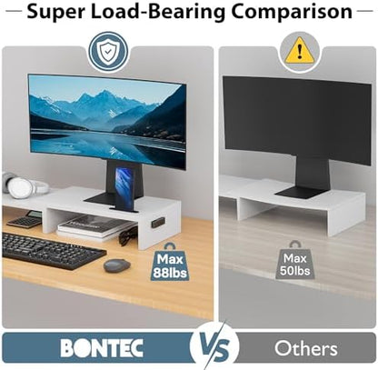 BONTEC Dual Monitor Stand Riser, Adjustable Length & Swivel Angle