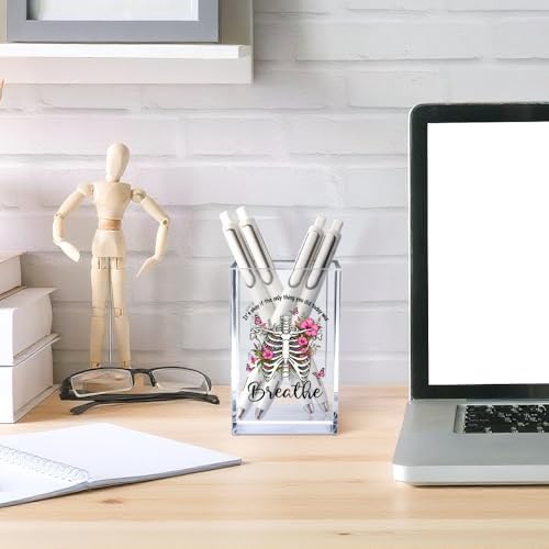 It's Okay Only Breathe Acrylic Cosmetic Pencil Pen Holder Cup