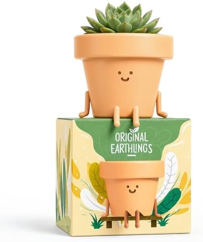 Original Earthlings Sitting Small Plant Pot, Cute Pots for Plants