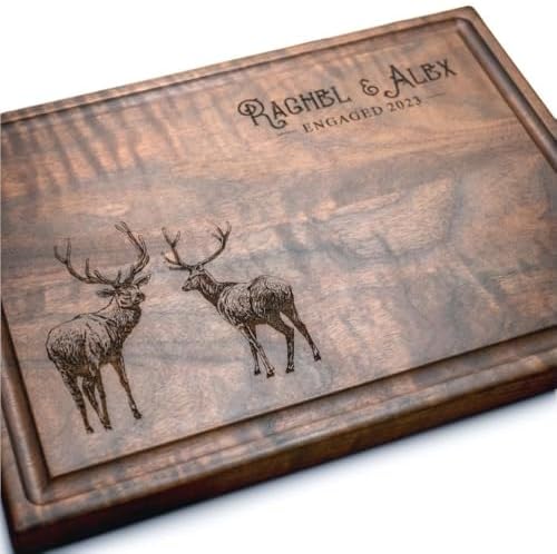 Personalized Rustic Elk Cutting Board, Custom Engraved with Names &