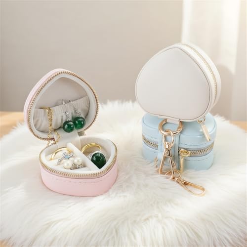 Heart Shaped Jewelry Travel Case, Portable Ring Holder & Organizer