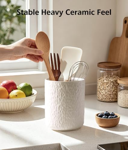 Kitchen Utensil Holder for Countertop, Ceramic Utensil Crock with