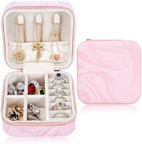 Travel Jewelry Case,Small Jewelry Box with Mirror,Gift for Girls Women