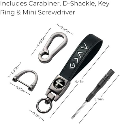 Christian Cross Leather Keychain for Men – Christian Gift for Dad