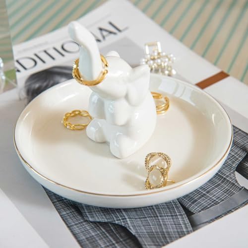 Elephant Ring Holder Dish, Ceramic Jewelry Tray Trinket Dish for
