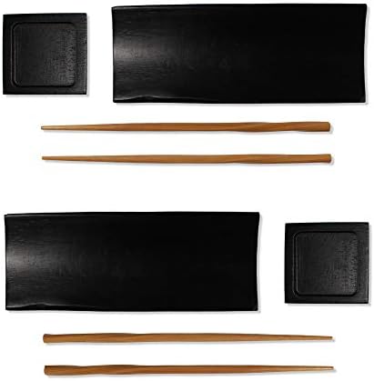 BambooMN 6 Piece, 2 Sets of 7" Reusable, Eco-Friendly, Black Bamboo