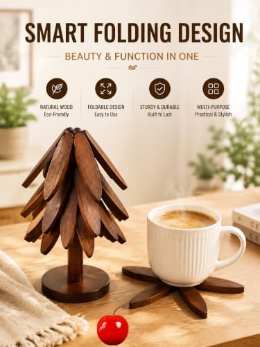 Wooden Trivets for Hot Dishes Christmas Tree Trivet Set of 5 with