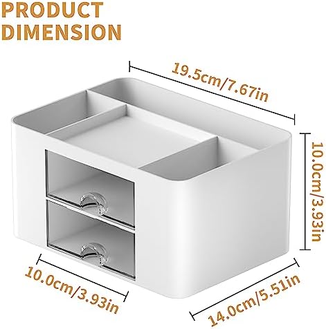 Marbrasse Pen Organizer with 2 Drawer, Multi-Functional Pencil Holder