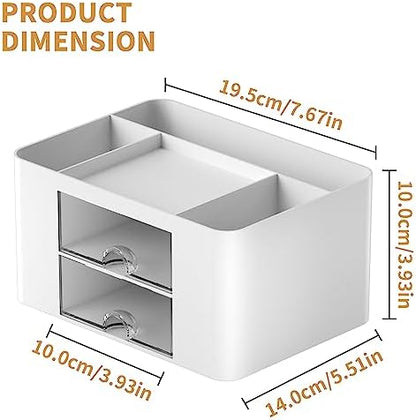 Marbrasse Pen Organizer with 2 Drawer, Multi-Functional Pencil Holder