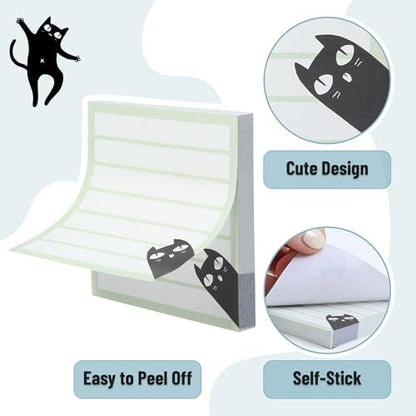 Mr. Pen- Black Cat Sticky Notes Set, 3" x 3", 6 Pads, 480 Sheets