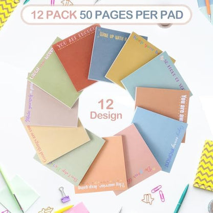 Zonon 12 Pcs Inspirational Sticky Notes Motivational Notepads Back to