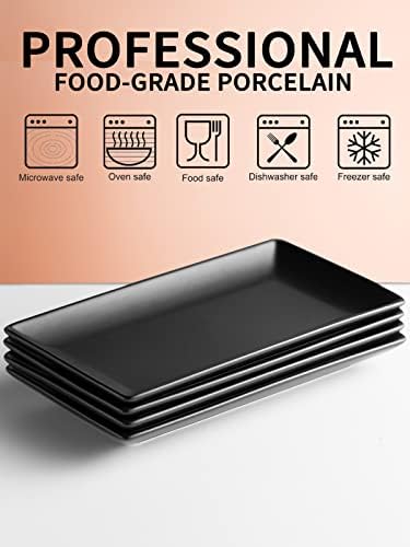 Gomakren Black Serving Platters 10 Inch Rectangular Serving Dishes Set