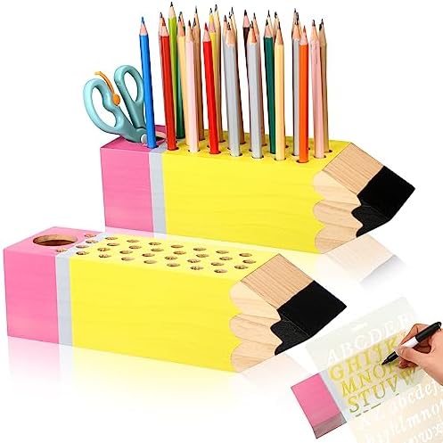 Kisston Teacher Appreciation Gift Wooden Pen and Pencil Cup Holder