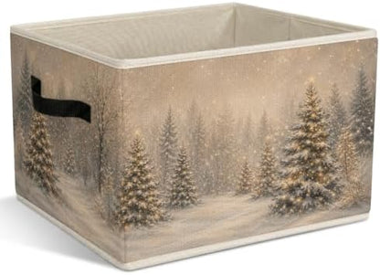 Christmas Winter Forest Foldable Storage Bins with Handles