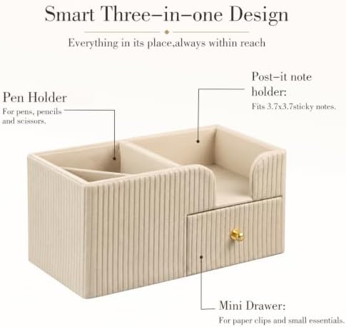 Desk Organizer with Drawer,Pencil Pen Holder for Desk,Sticky Note