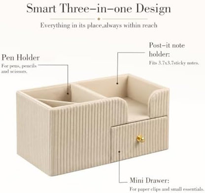Desk Organizer with Drawer,Pencil Pen Holder for Desk,Sticky Note