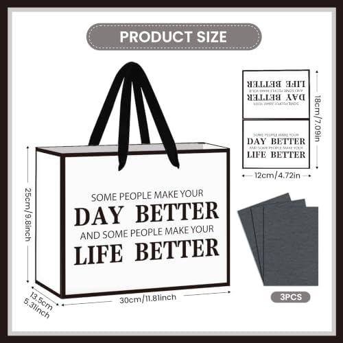 Hkshaoda Appreciation Gift Bag Black Thank You Gift Bag with Greeting