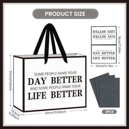 Hkshaoda Appreciation Gift Bag Black Thank You Gift Bag with Greeting