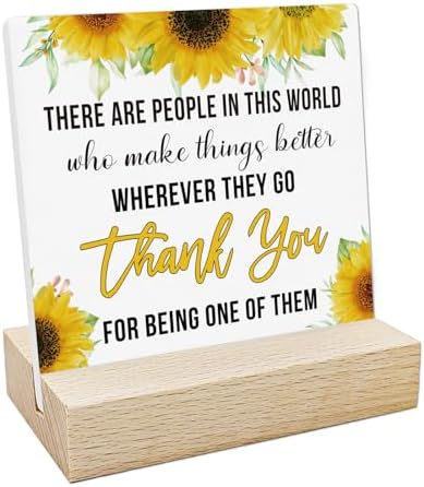 REWIDPARTY Thank You Gifts for Women Men Sunflower Ceramic Sign