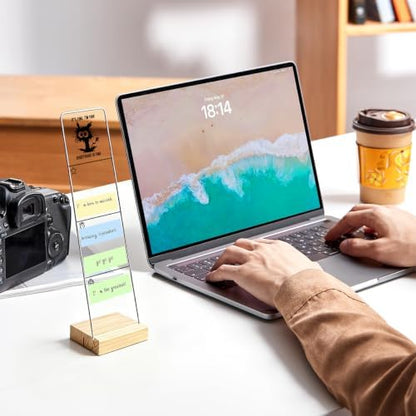 Monitor Memo Board with Removable Wooden Base Acrylic Portable Sticky