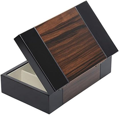 Arolly BELA Dark Wooden Finish Jewelry Organizer Storage Box with Lid