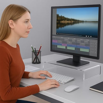 AMT Premium Acrylic Clear Monitor Stand Laptop/PC/Multimedia Monitor
