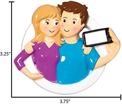 Personalized Our First Christmas Ornament 2026, Selfie Couple Taking