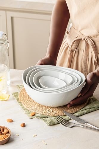 Porcelain Serving Bowls set for Entertaining, 3-11-20-32-50 Ounce