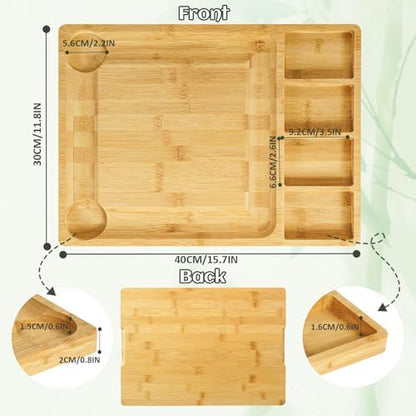 Charcuterie Boards Gift Set | Bamboo Cheese Board with Tongs and