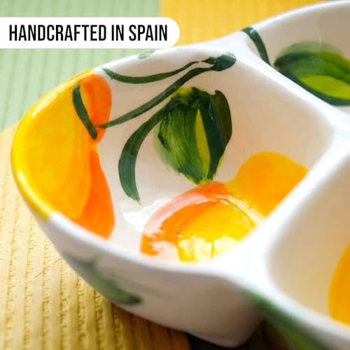 3-Compartment Ceramic Serving Dish, Handmade in Spain