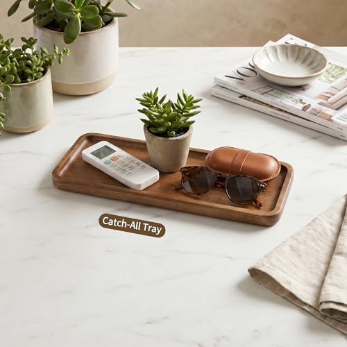 Small Wooden Tray | Acacia Wood Serving Tray Platter Mini Vanity Tray