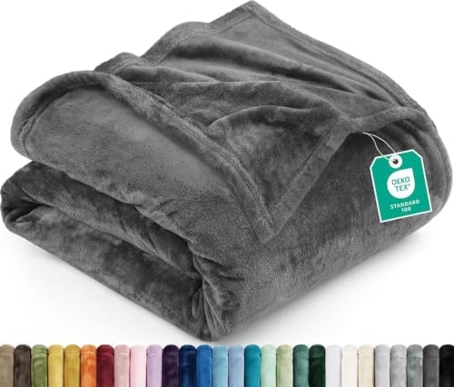 Utopia Bedding Ultra Soft Fleece Bed Blanket Throw Size Grey