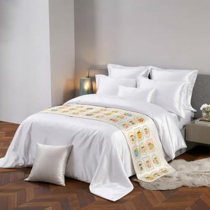 Coffee Mug Bed Runner for Bedroom, Afternoon Tea Cup Flower Stem