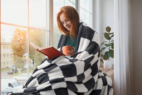 Checkered Throw Blanket for Couch - Super Soft Knit Bed Blanket
