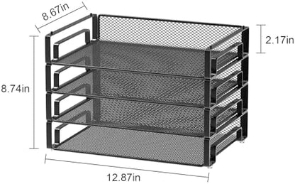 Samstar 4 Pack Stackable Letter Paper Tray, Desk File Organizer Paper